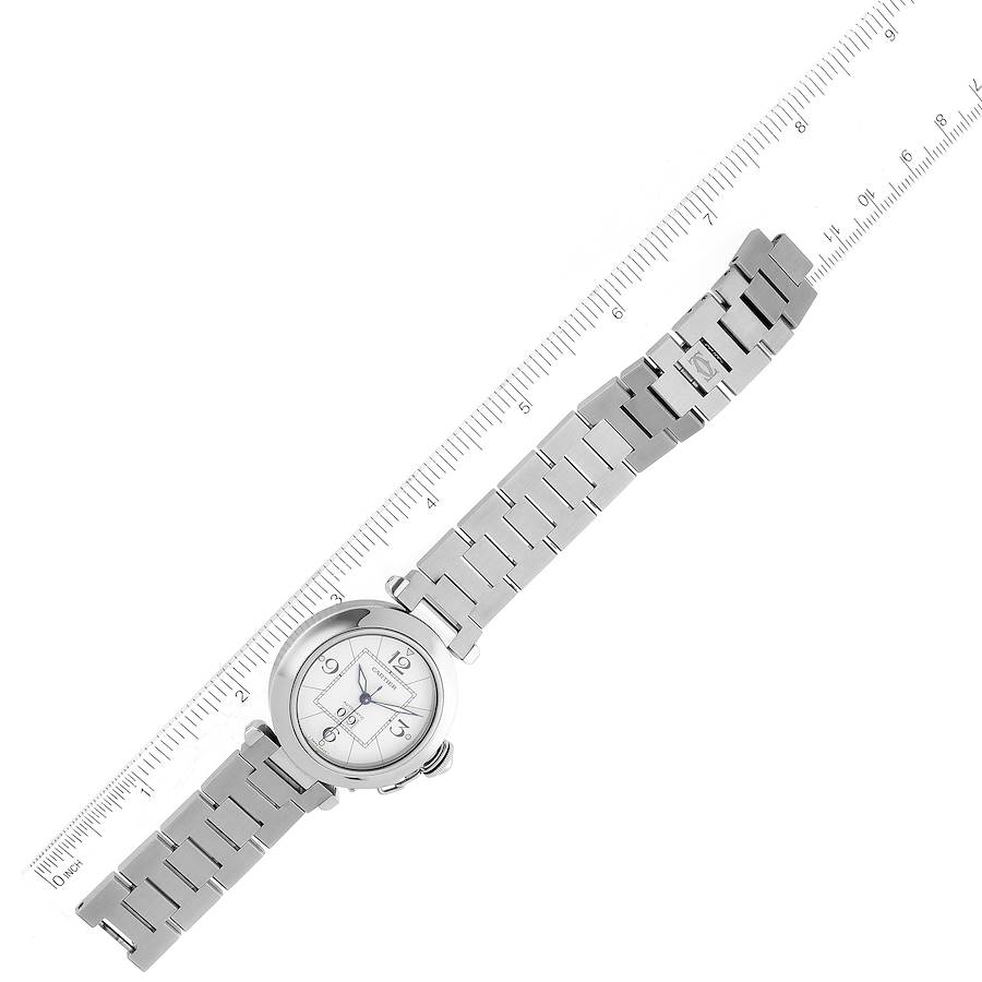 Cartier Pasha C Big Date Midsize Steel White Dial Mens Watch W31055M7