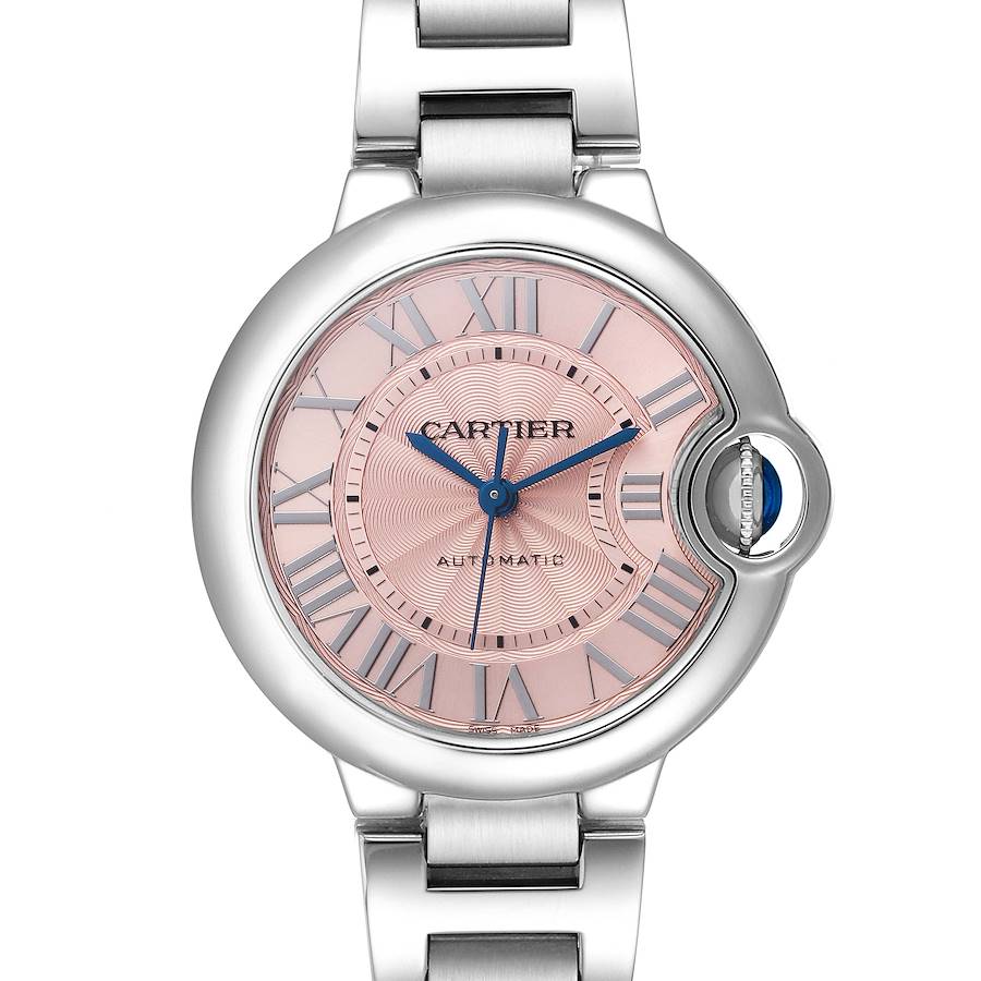 Cartier Ballon Bleu 33 Midsize Steel Pink Dial Ladies Watch W6920100