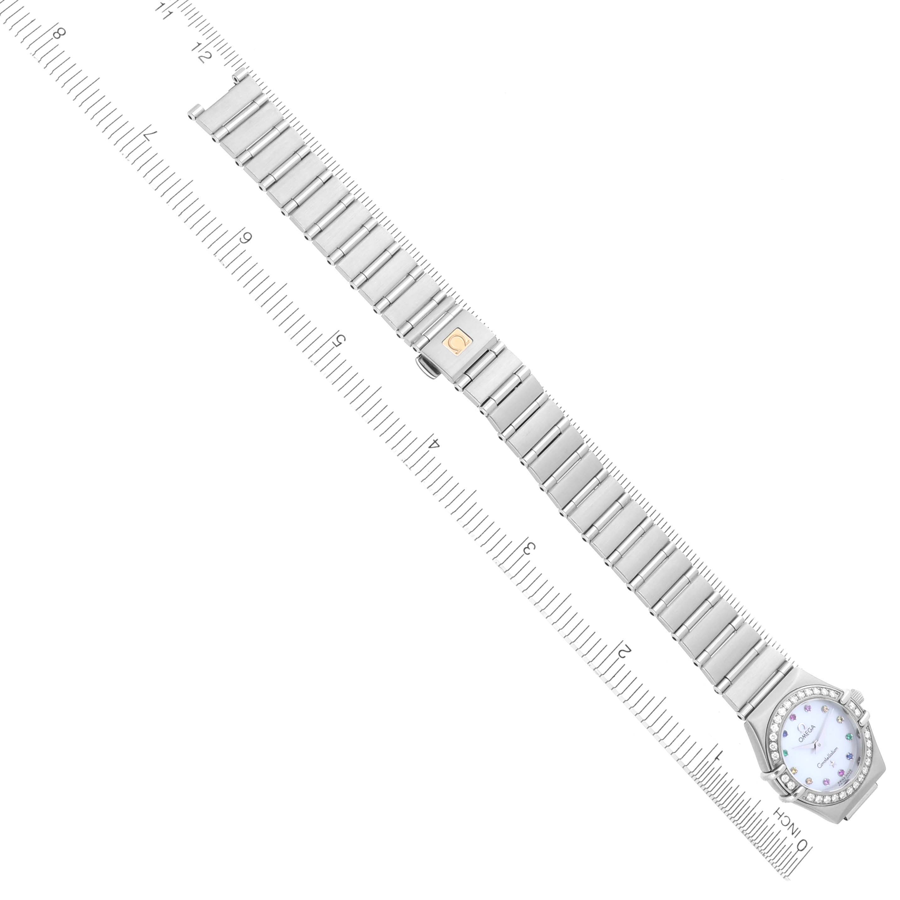 Omega Constellation Iris Steel Multi Stone Mother of Pearl Diamond Ladies Watch 22.25 MM 1460.79.00