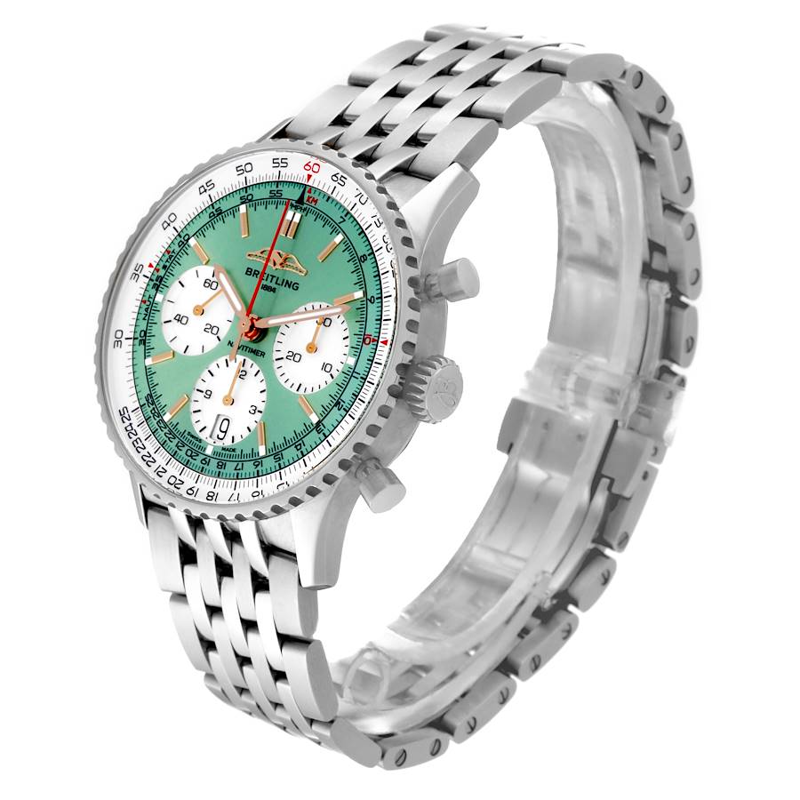 Breitling Navitimer B01 41 Green Dial Steel Mens Watch AB0139