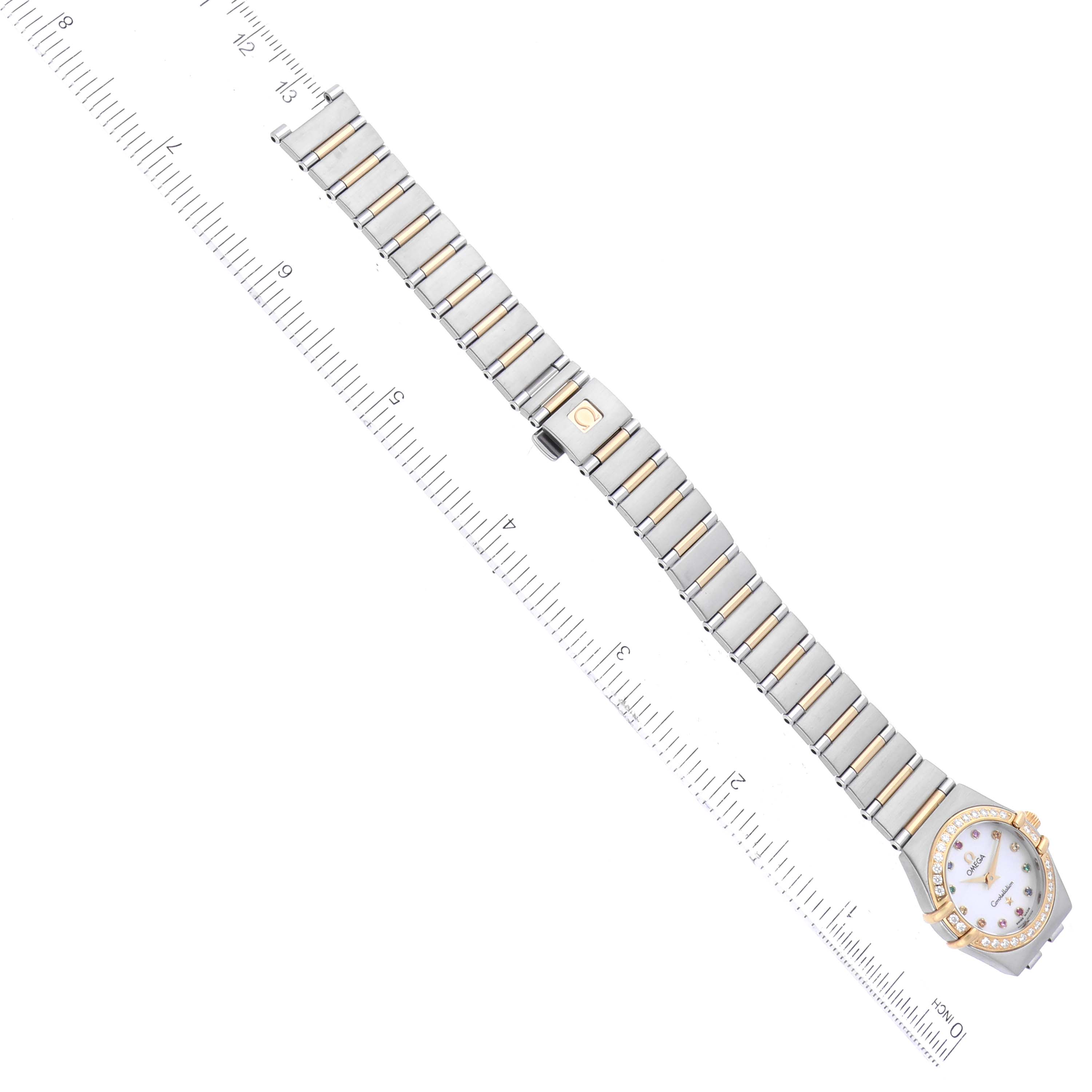 Omega Constellation Steel Yellow Gold Diamond Mother of Pearl Iris Ladies Watch 22.5 MM 1367.79.00