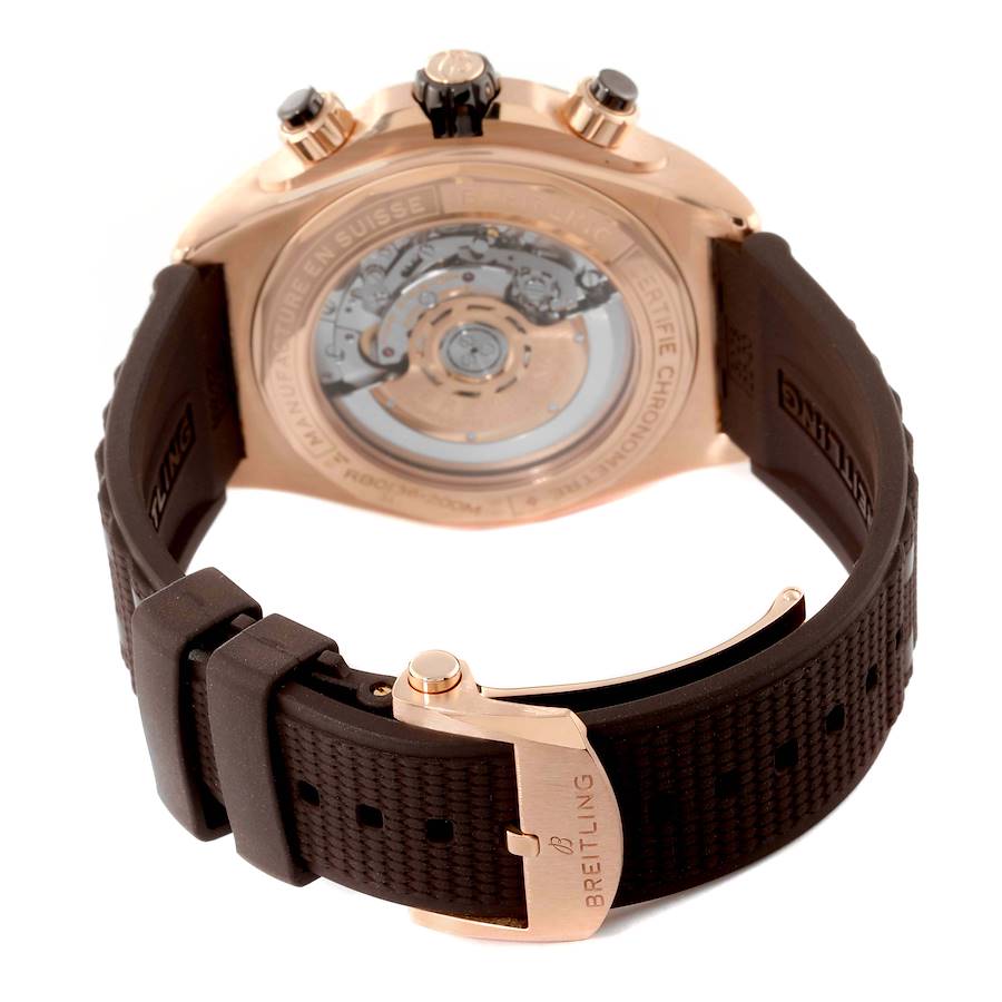 Breitling Chronomat B01 Rose Gold Brown Dial Mens Watch RB0136