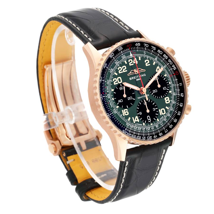 Breitling Navitimer Cosmonaute B12 Green Dial Rose Gold Mens Watch RB1230