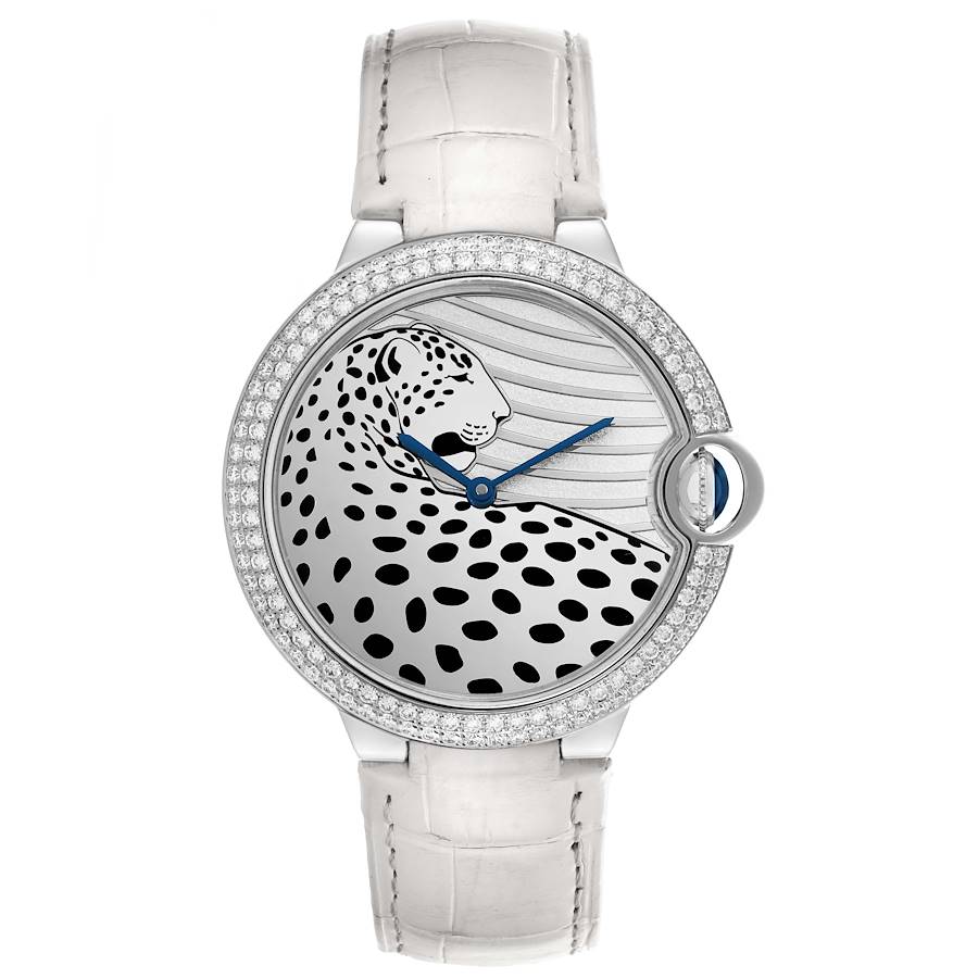 Cartier Ballon Bleu Panthere Motif Limited Edition White Gold Diamond Watch HPI00478