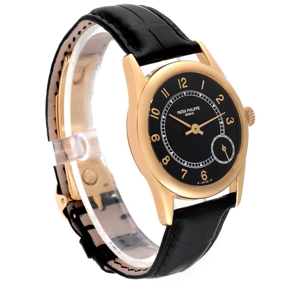 Patek Philippe Calatrava Yellow Gold Black Dial Automatic Mens Watch 5000