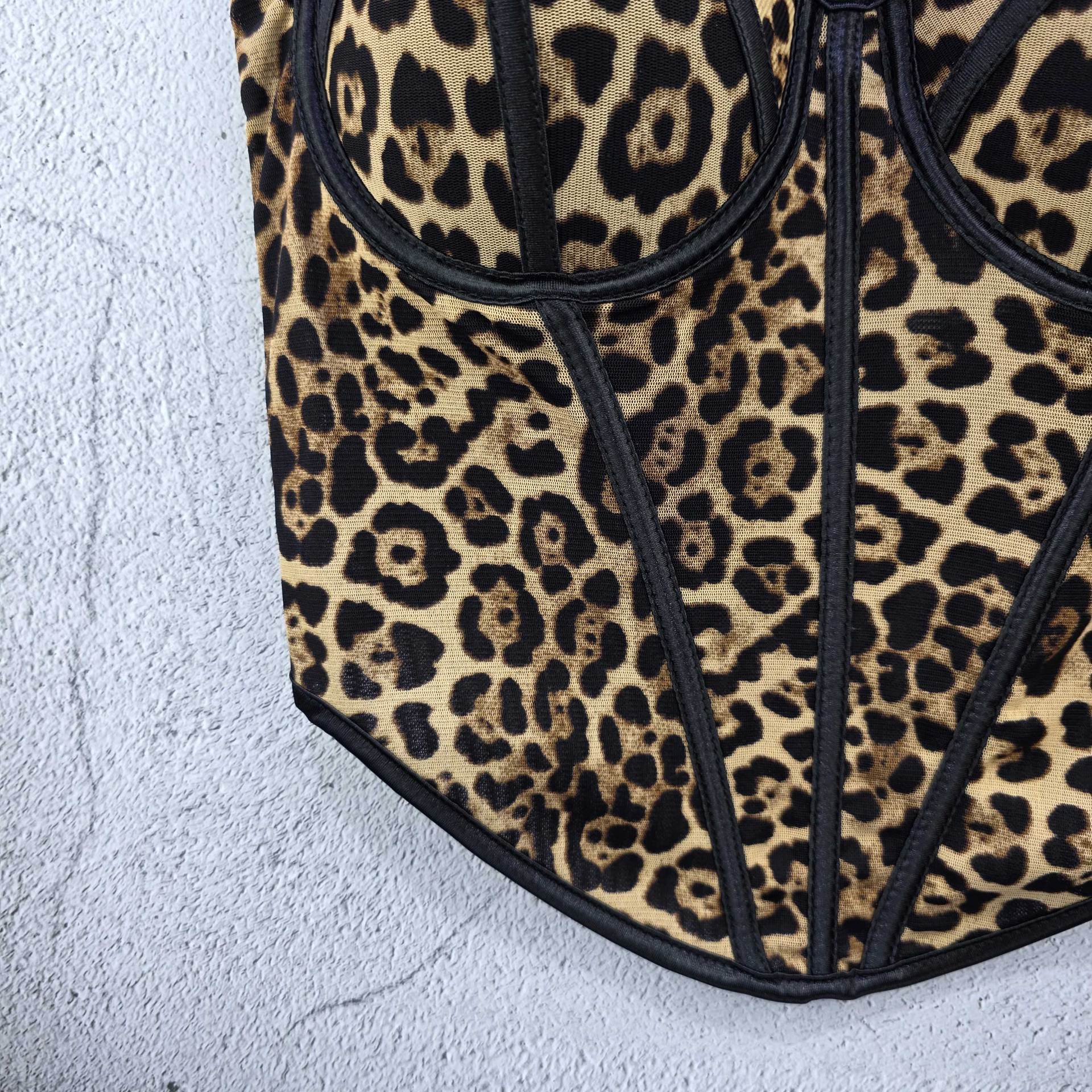 Women summer sexy leopard print fishbone bustier camisole top