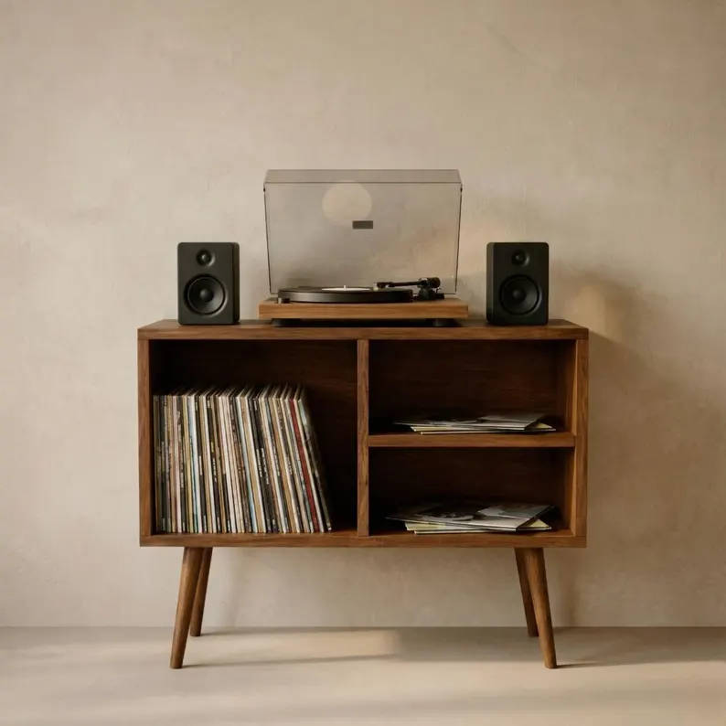 Mid-Century Vinyl Record Storage Cabinet