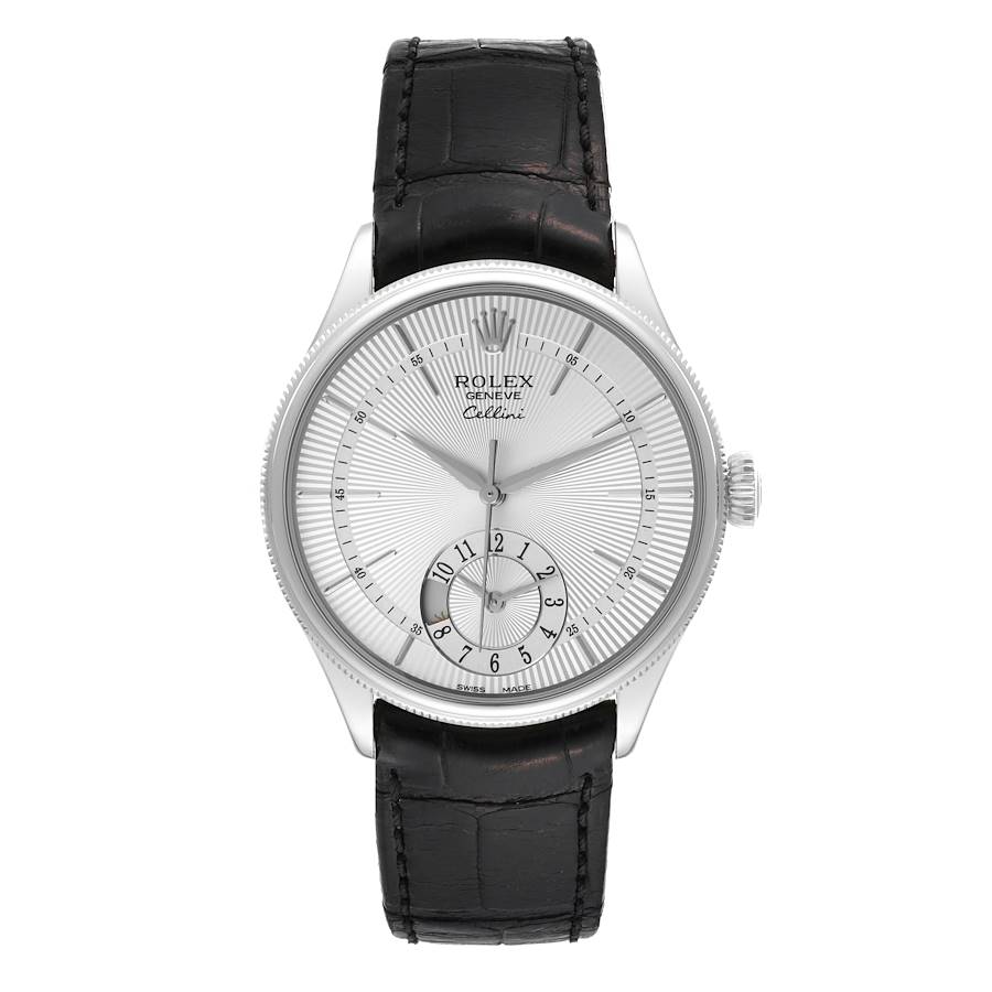 Rolex Cellini Dual Time White Gold Automatic Mens Watch 50529