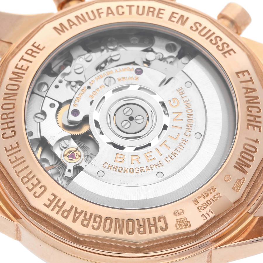 Breitling Transocean 43mm Chronograph Rose Gold Mens Watch RB0152