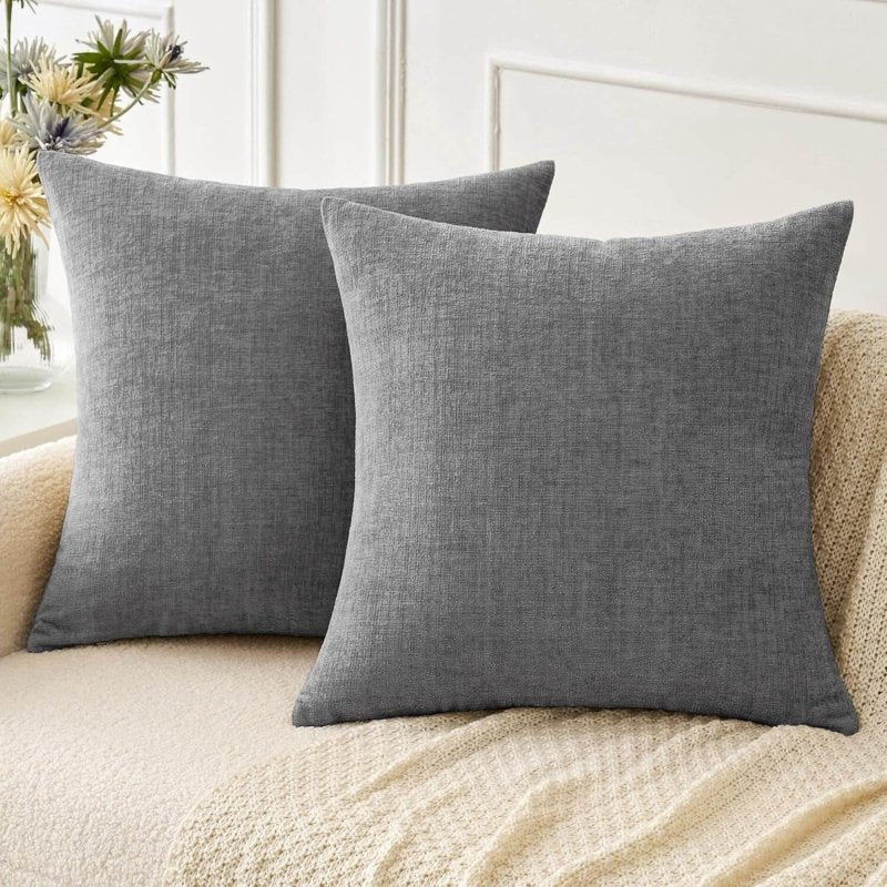 Soft Chenille Solid Dyed Pillow Covers (Pack of 2)