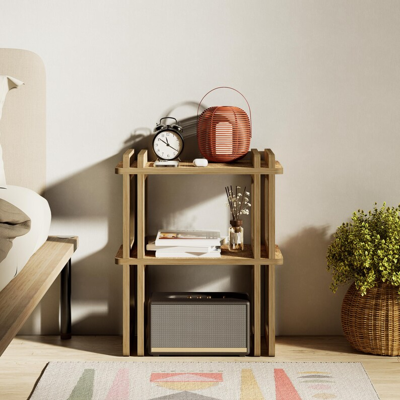 Birch Plywood Nightstand with Shelves