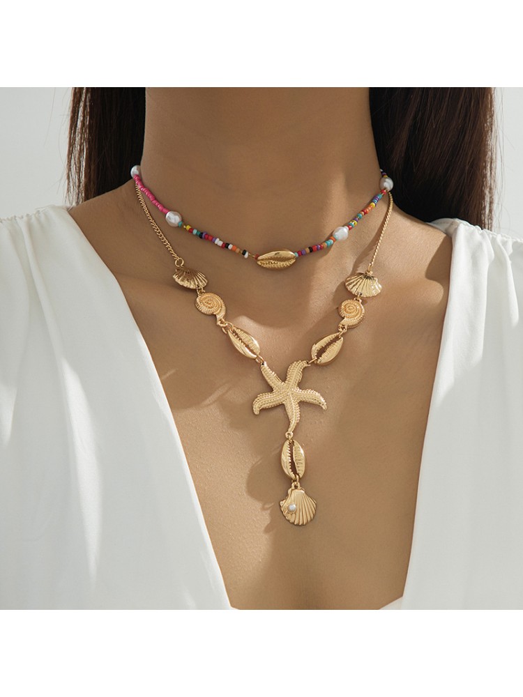 Beading Pattern Alloy Electroplating Necklaces