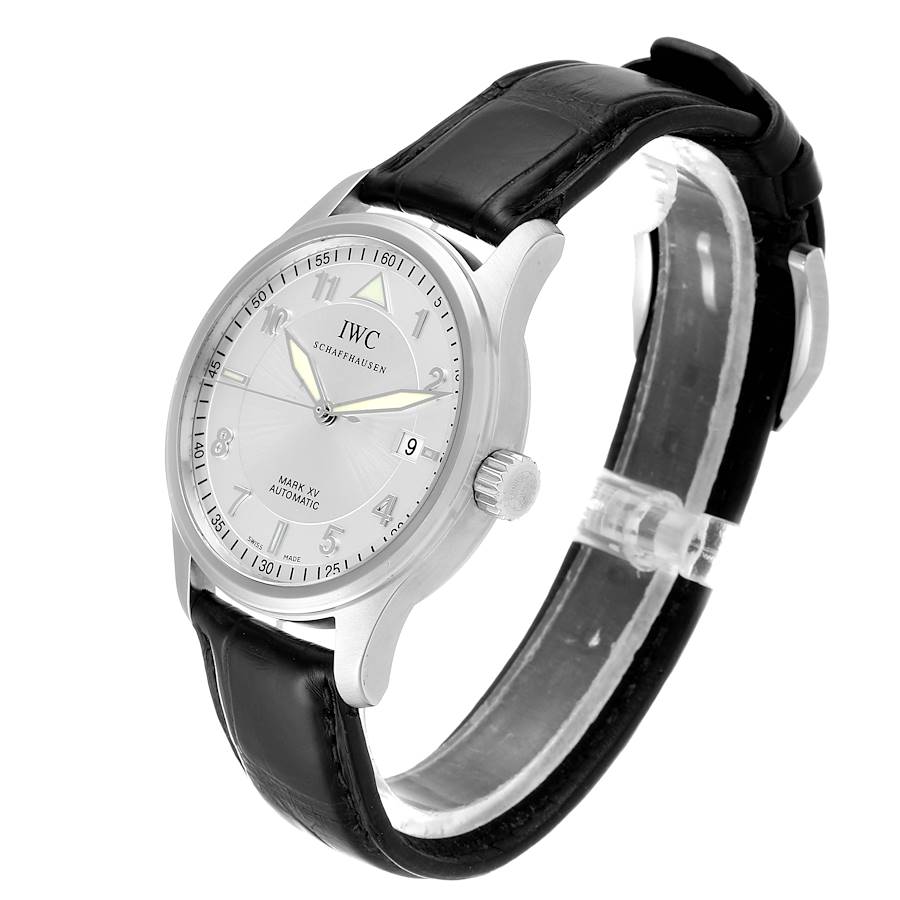 IWC Mark XV Spitfire Silver Dial Black Strap Steel Mens Watch IW325313