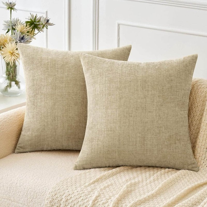 Soft Chenille Solid Dyed Pillow Covers (Pack of 2)