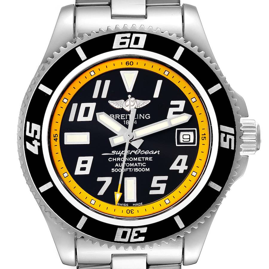 Breitling Superocean 42 Abyss Black Yellow Dial Mens Watch A17364