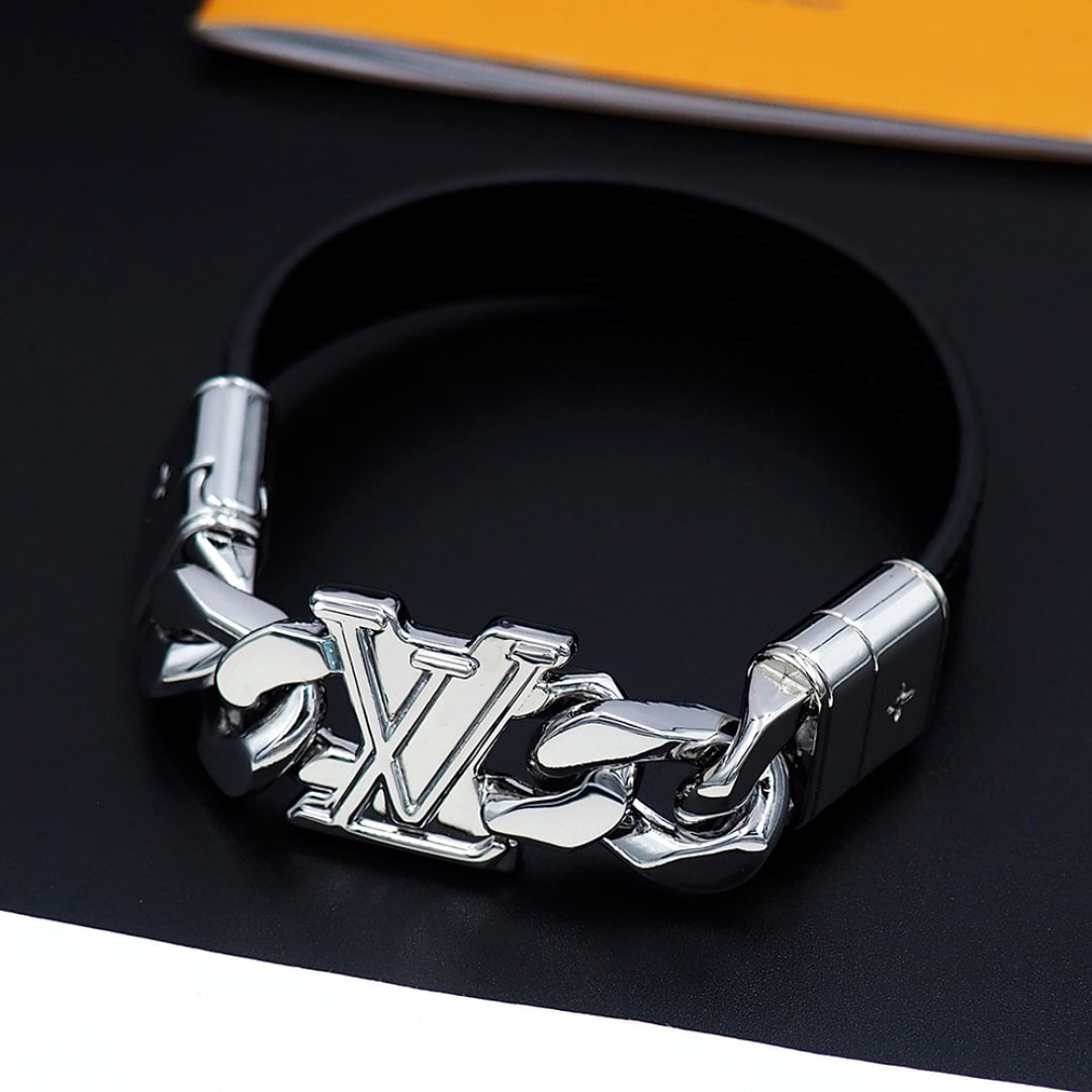 Louis Vuitton Dimension Bracelet Silver Black M8828d