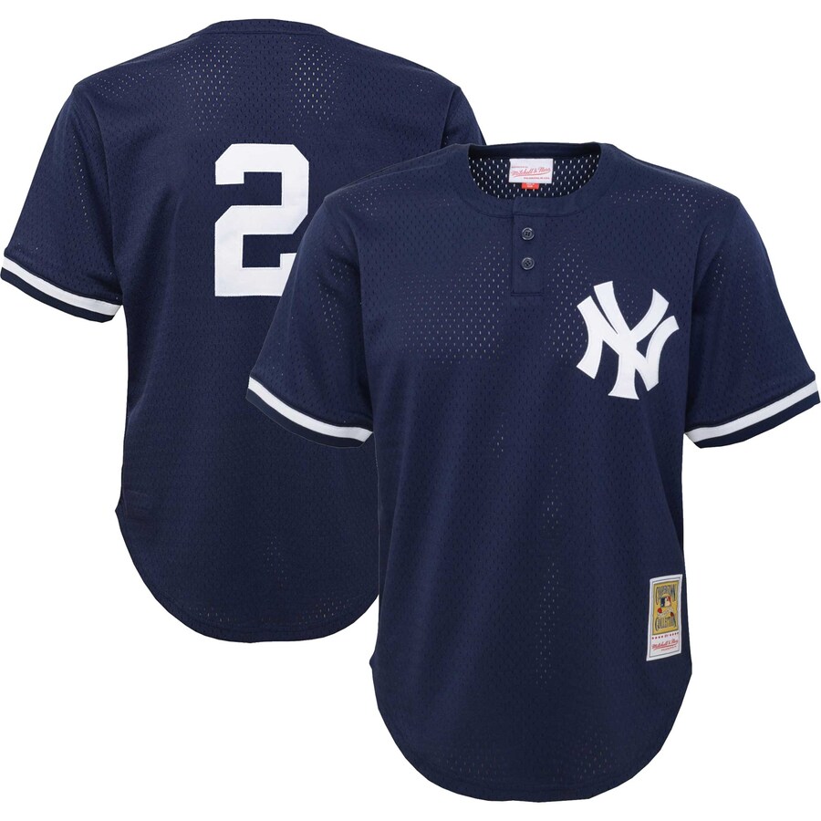 Derek Jeter New York Yankees Mitchell&Ness Youth Cooperstown Collection Mesh Batting Practice Jersey Navy