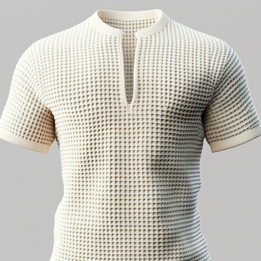 Men's Waffle Split Neck Short Sleeve T-Shirt