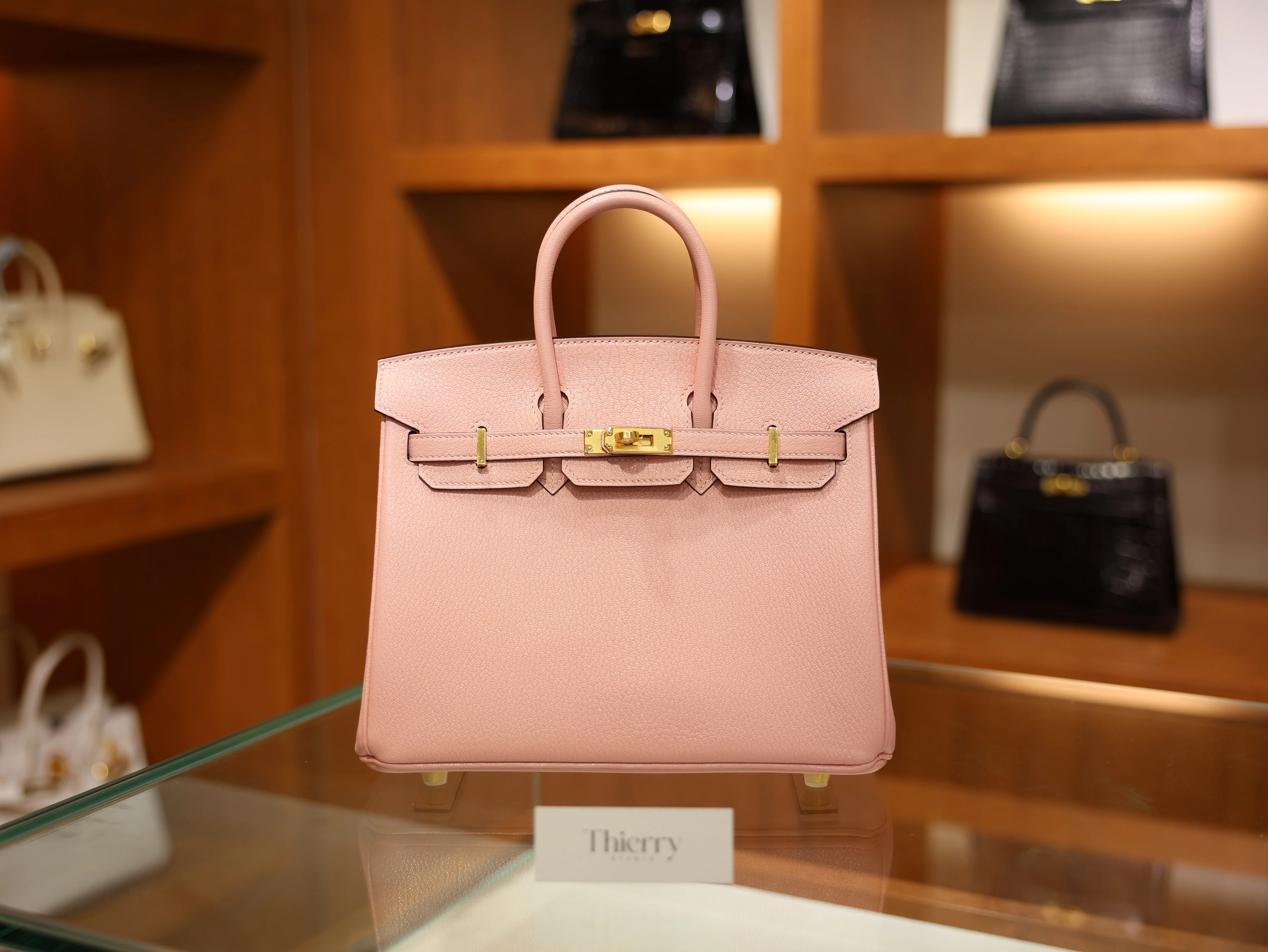 Birkin 25 chevre rose sakura GHW (HSS)
