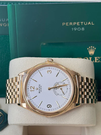 2025 NEW Rolex 1908 Yellow Gold White Dial Settimo Bracelet - 52508