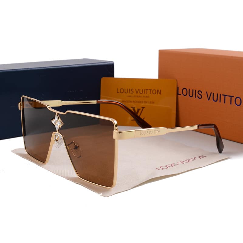 Louis Vuitton Cyclone Metal Sunglasses Gold Hardware In Tea