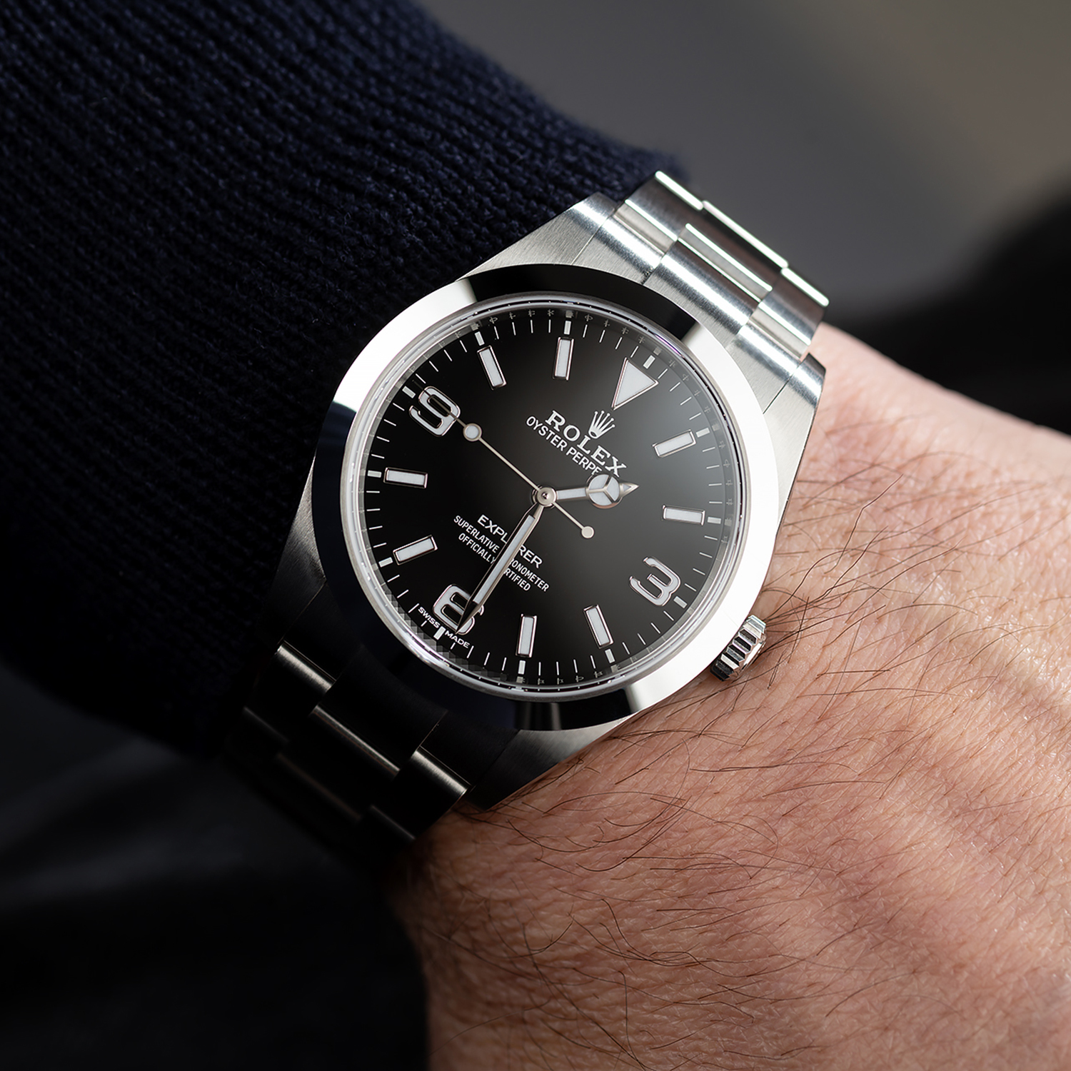 Rolex Explorer I MKII Stainless Steel Black Arabic Index 39mm 214270-0003 Unworn