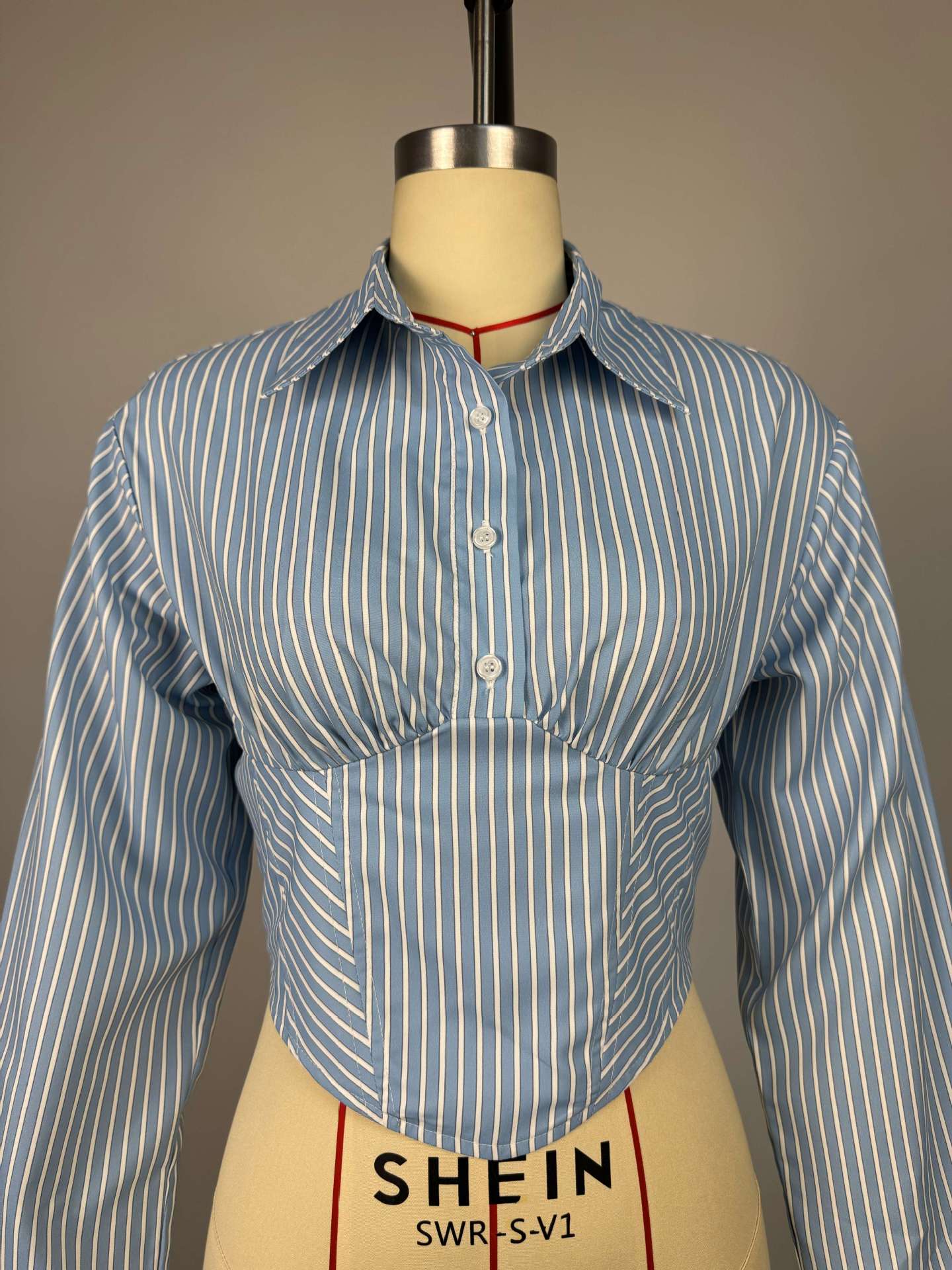 Women Summer Striped Turndown Collar Long-Sleeve Shirt Top