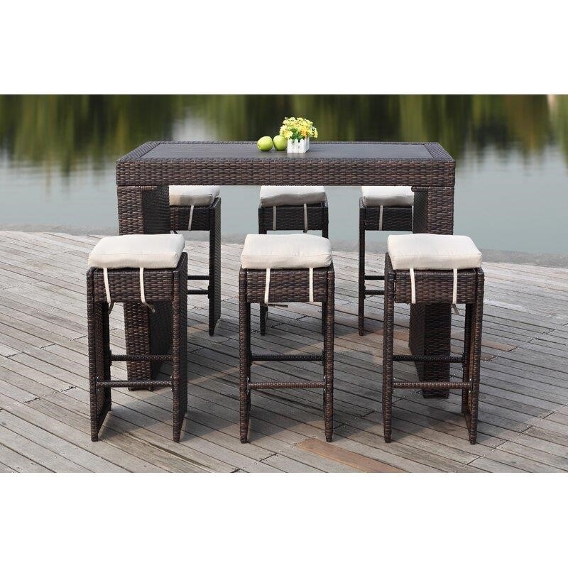 Motter Rectangular 6 - Person 59.1'' Long Bar Height Dining Set with Cushions