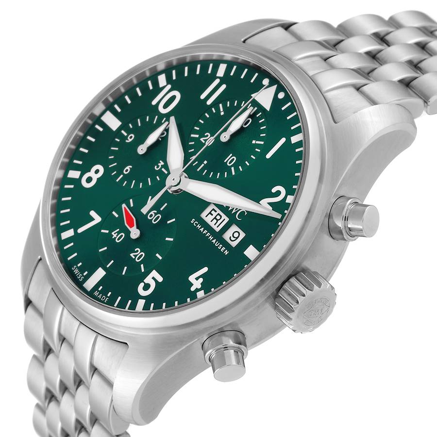 IWC Pilot Chronograph 41 Green Dial Steel Mens Watch IW388104