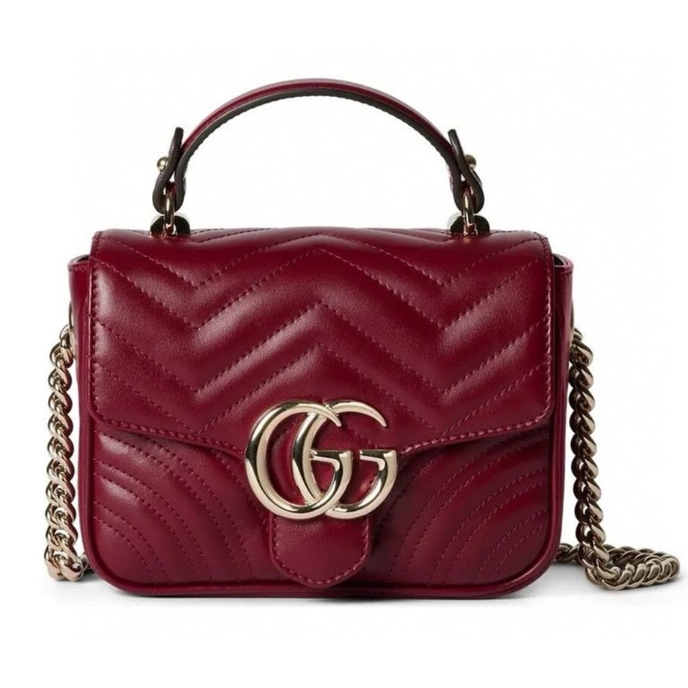 Gucci Gg Marmont Mini Top Handle Bag Red 17Cm ‎811238 Aaeck 6207