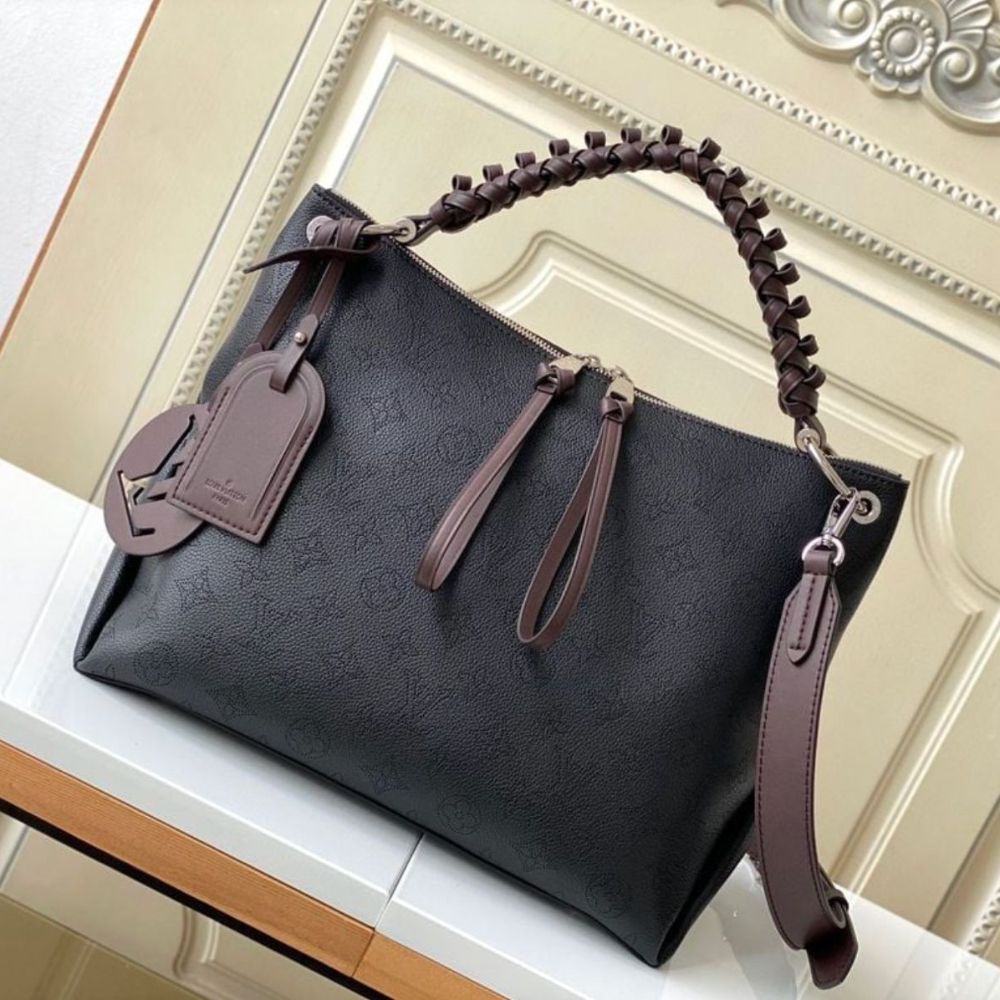 Louis Vuitton Beaubourg Hobo MM Mahina Perforated Leather Shoulder Bag Black 32cm M56073