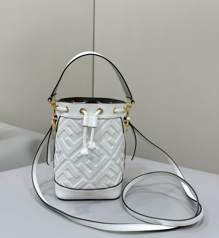 Replica Fendi Tresor Mini Bucket White
