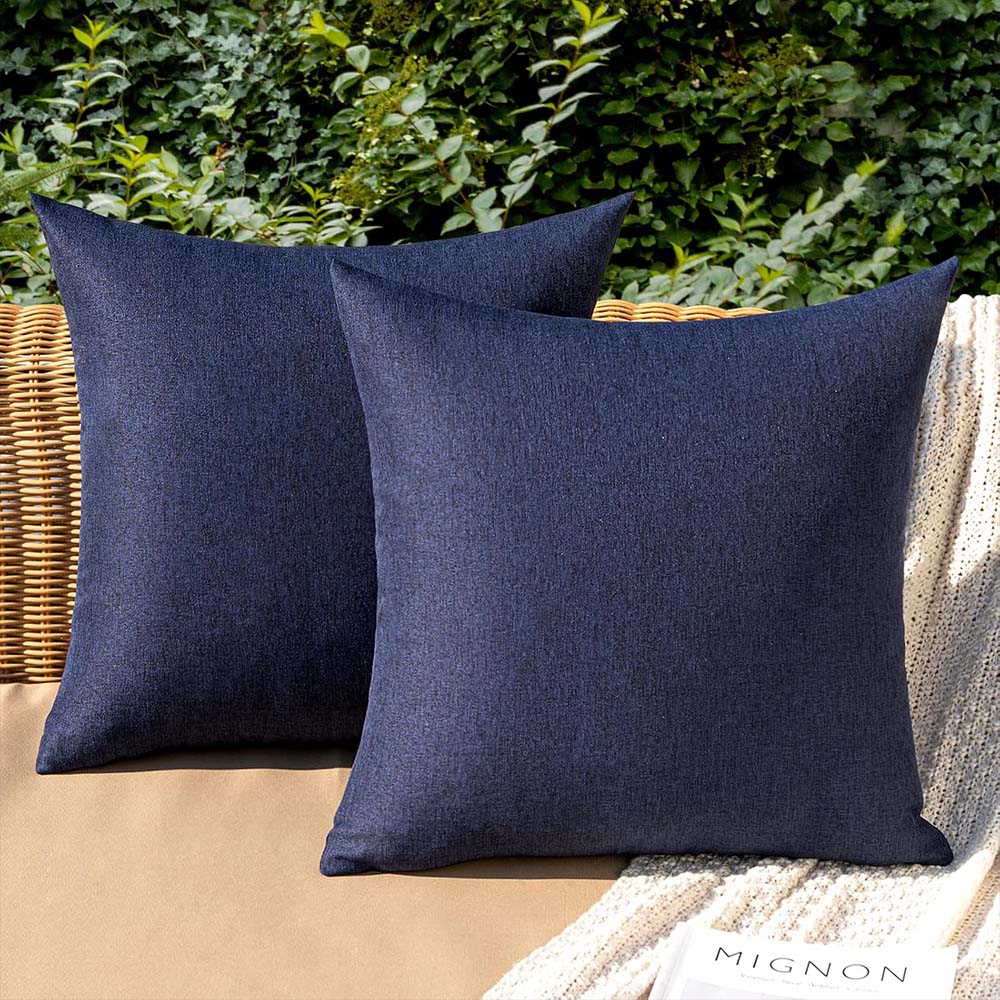 Outdoor Waterproof Faux Linen Farmhouse Throw Pillow Covers (Pack of 2)