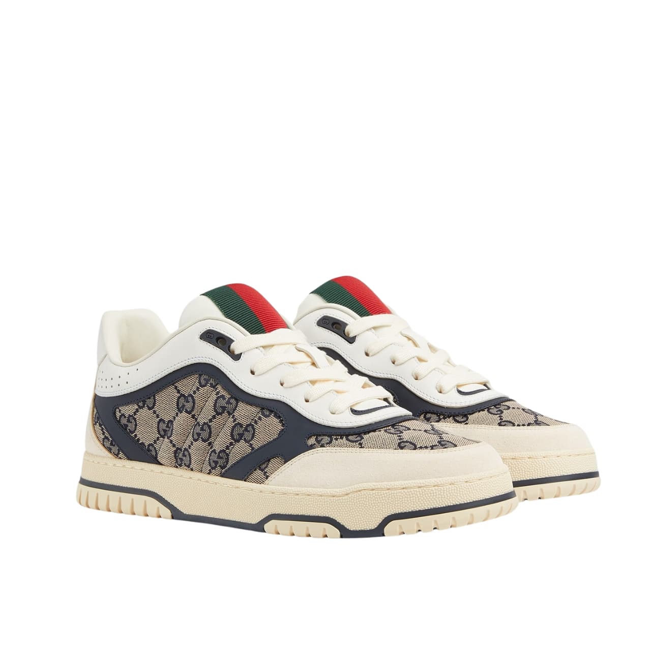 Gucci Women’s Re Web Sneaker Original Gg Canvas Beige And Blue ‎787476 Aadhw 9552