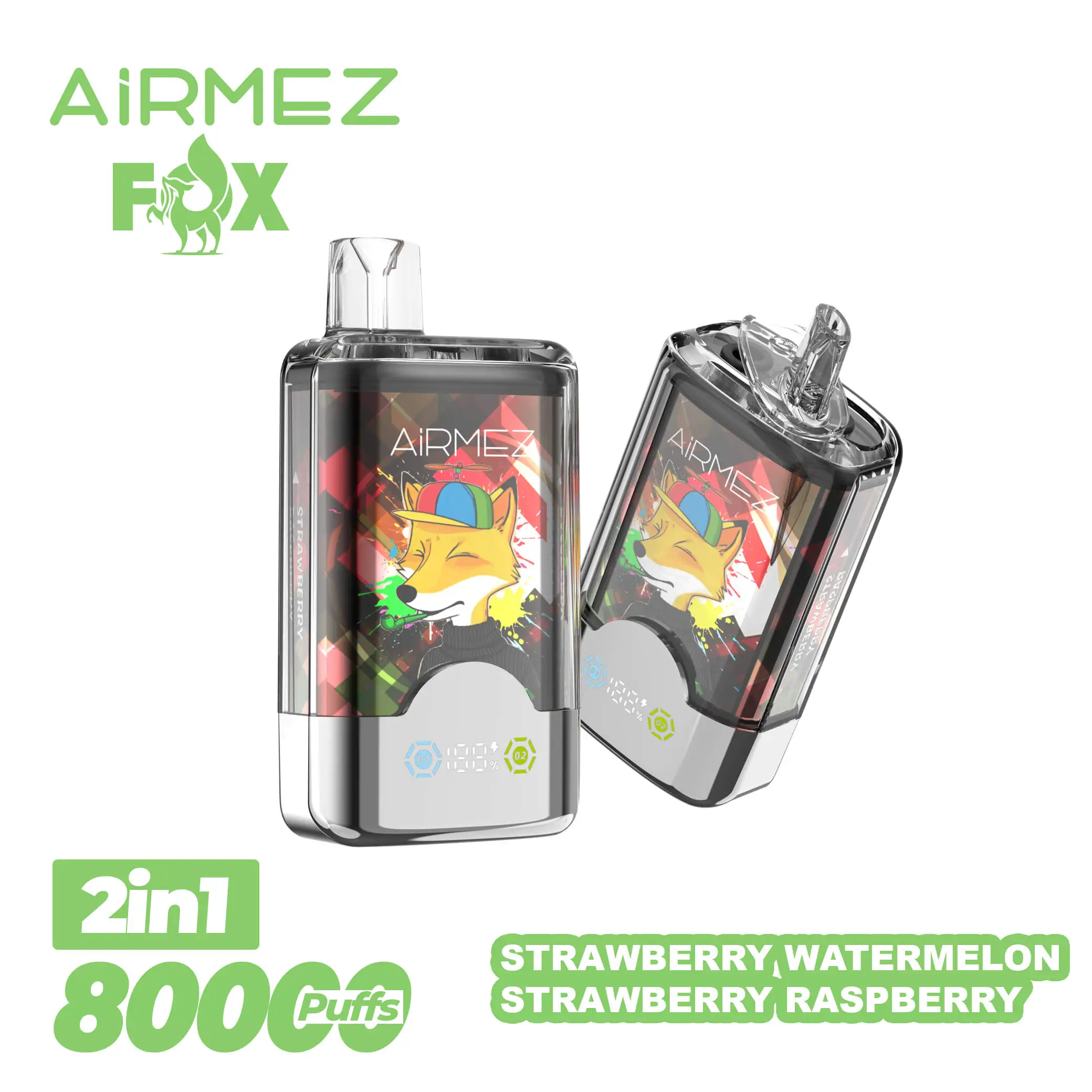 Airmez Fox 2 In 1 80K Puffs – Podwójny Smak, Maksymalna Moc 🍓🔥