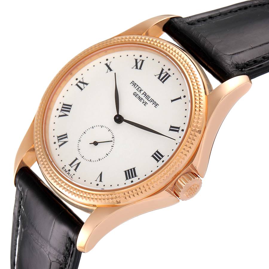 Patek Philippe Calatrava 18k Rose Gold White Dial Mens Watch 5115 Papers