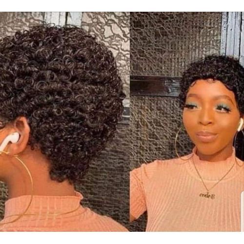 Curly Natural Short Hair Wig For Ladies Natural Color