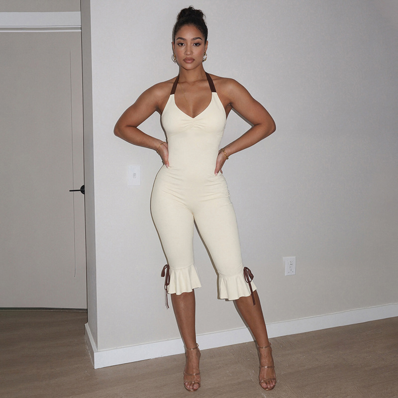 Women Spring Halter Neck Sexy Jumpsuit