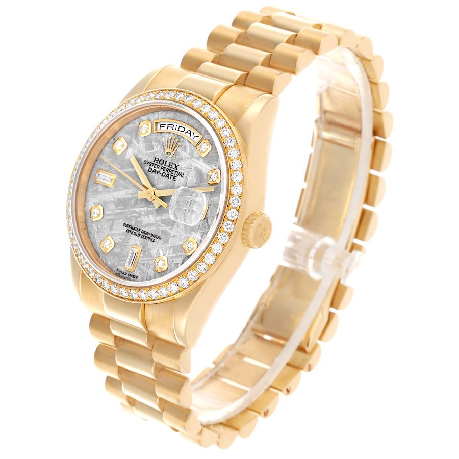 Rolex President Day Date Yellow Gold Diamond Mens Watch 118348