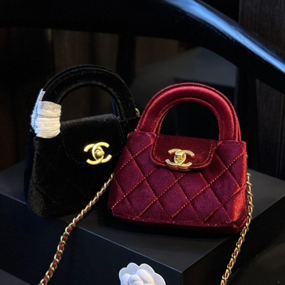 Chanel Velvet Nano Kelly Re Edition Black 13Cm