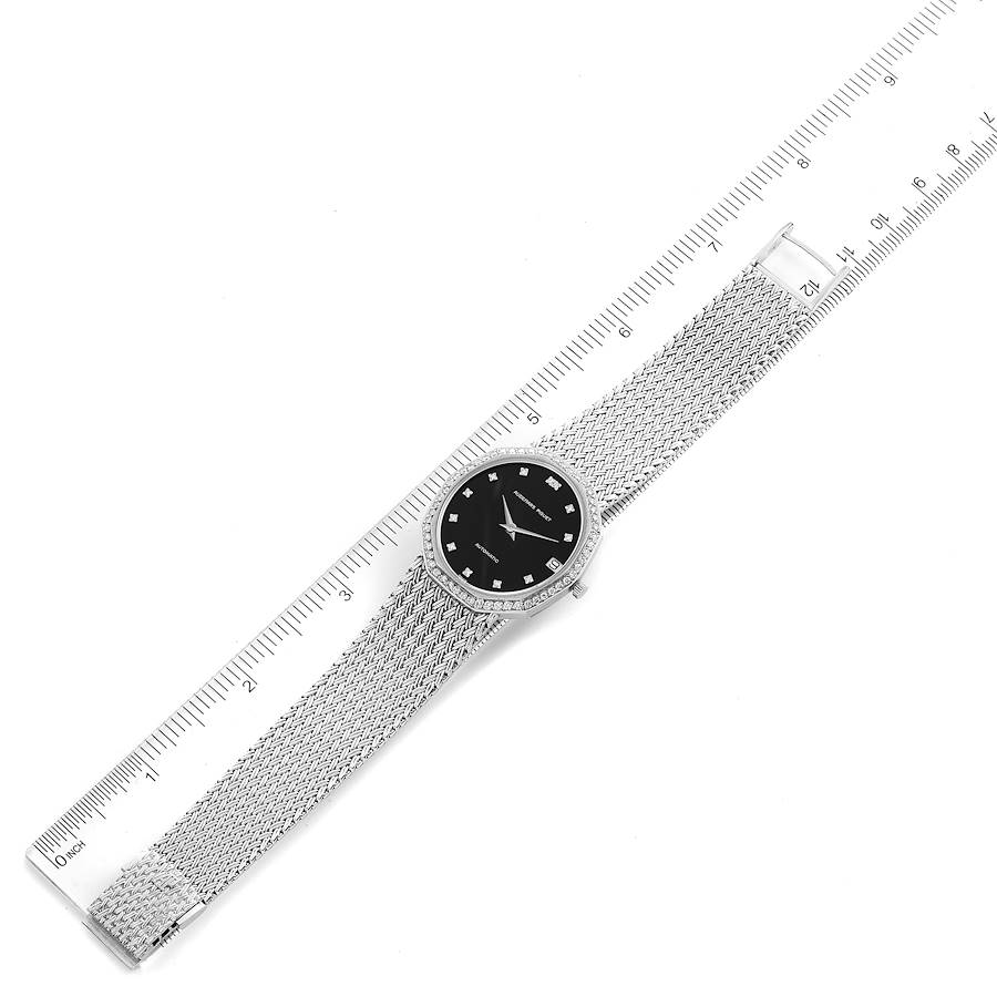 Audemars Piguet White Gold Black Dial Diamond Vintage Mens Watch