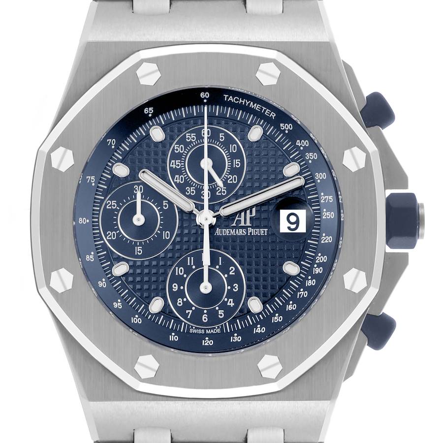 Audemars Piguet Royal Oak Offshore Chronograph Blue Dial Steel Mens Watch 26237ST