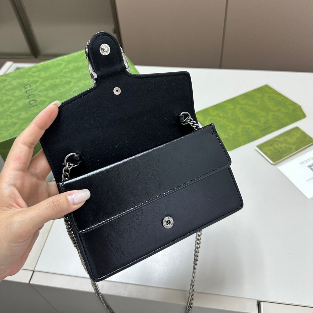 Gucci Dionysus Super Mini Bag Patent Leather Black 18Cm 795368 0Aaa6 1000