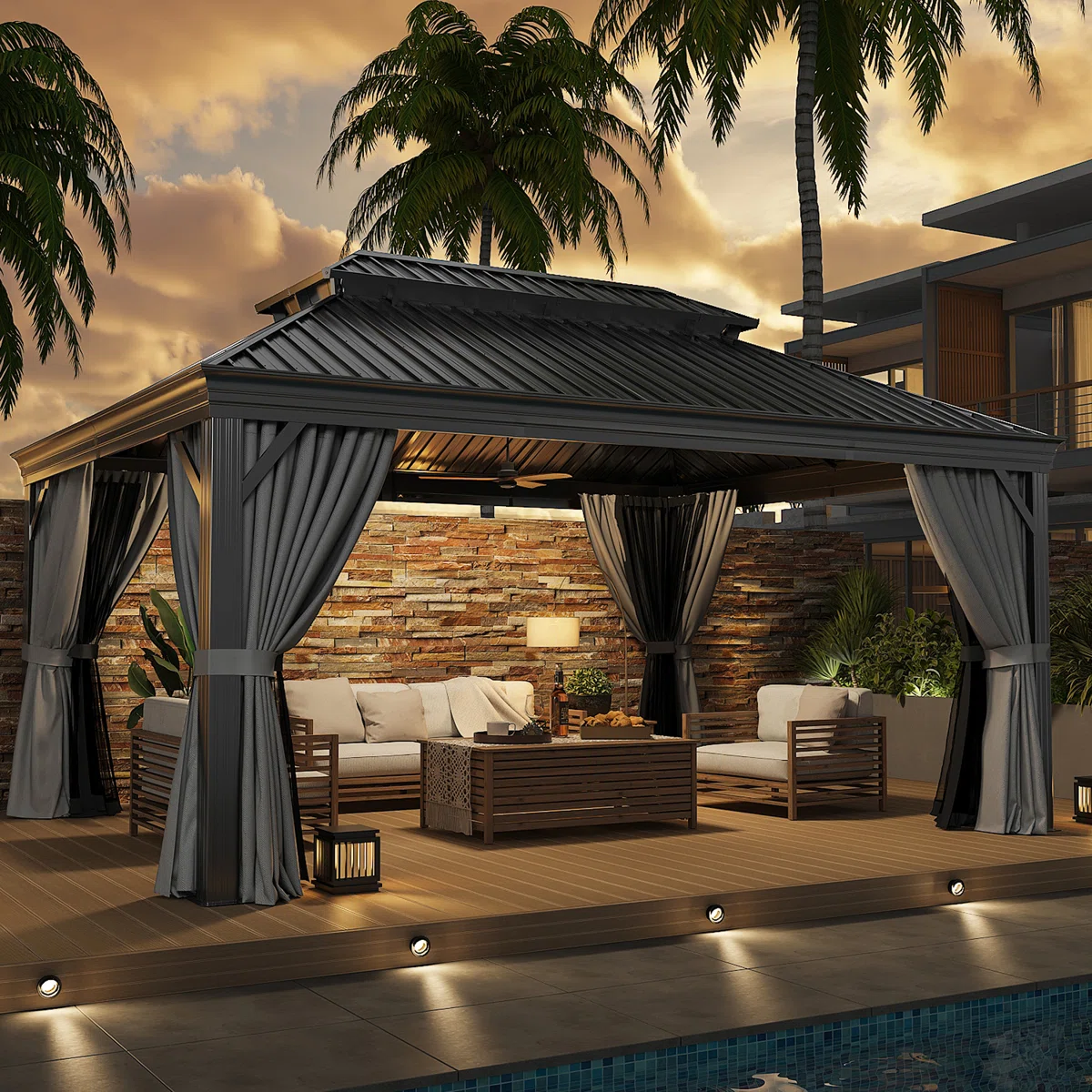 16 Ft. W x 12 Ft. D Aluminum Patio Gazebo