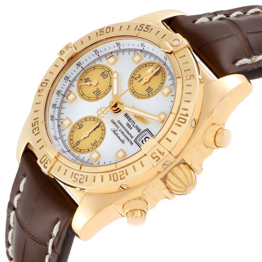 Breitling Windrider Cockpit Yellow Gold Mother of Pearl Mens Watch K13358