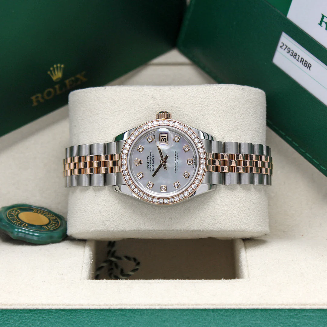 ?Limited Stock-Rolex Lady Datejust 28mm/31mm/36mm 18K Yellow Gold Jubilee Bracelet Diamond Bezel Mother of Pearl Diamond Dial Ref: 279381RBR-0013 /Ref: 279383rbr-0019