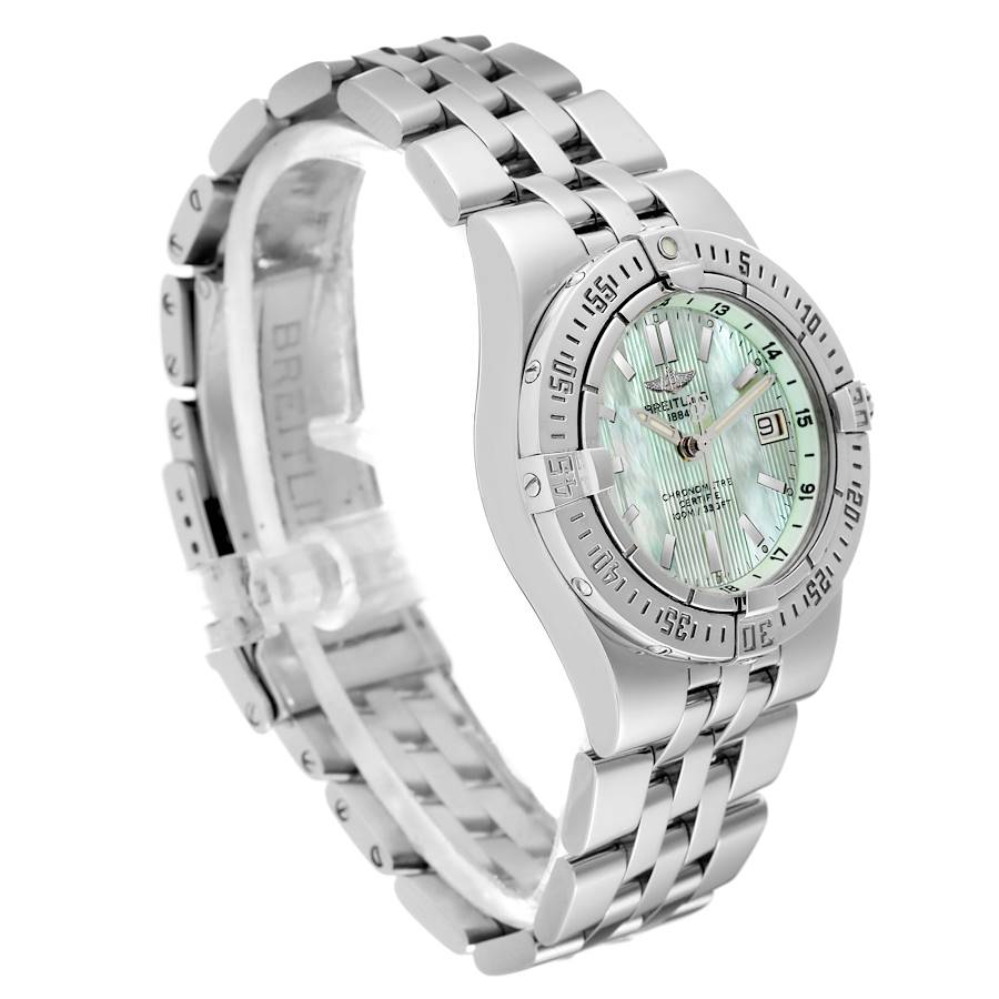 Breitling Starliner Green Mother of Pearl Dial Steel Ladies Watch A71340