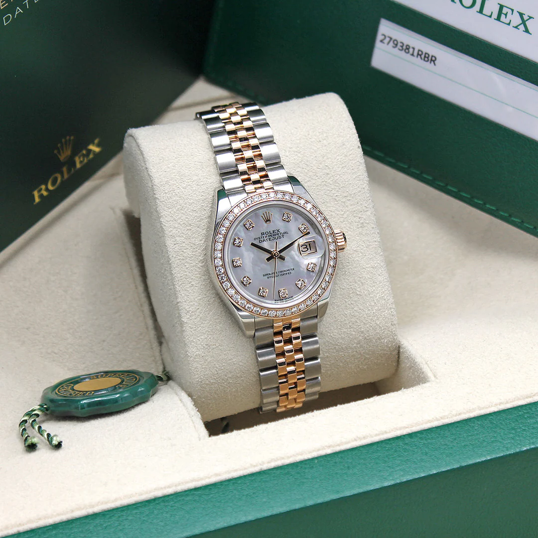 ?Limited Stock-Rolex Lady Datejust 28mm Everose Diamond Bezel Two-Tone 279381