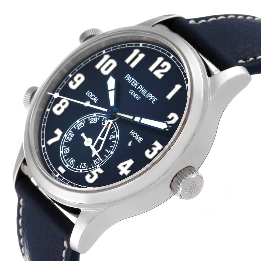 Patek Philippe Calatrava White Gold Pilot Travel Time Mens Watch 5524G