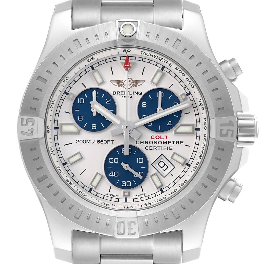 Breitling Colt Chronograph Blue Subdials Steel Mens Watch A73388
